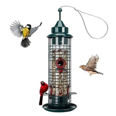 Hanging Metal Squirrel Proof Bird Feeder With 4 Feeding Ports - MAGICO